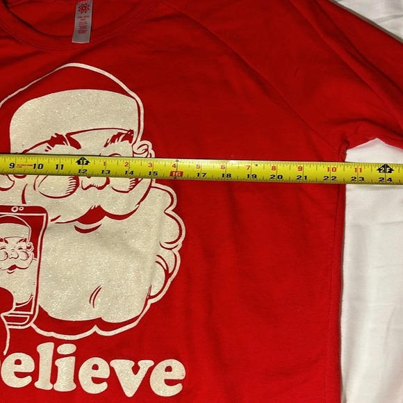 Graphic Santa Selfie #Believe Red Crewneck Sweatshirt size XXL - Picture 5 of 7